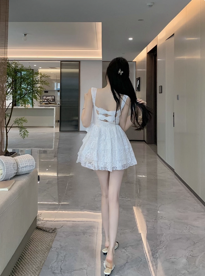 Sweet White Lace Strapless A-Line 17Th Birthday Homecoming Dress