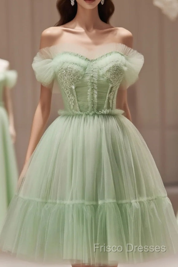 Sweetheart Neck Short Green Formal Prom Dress, Short Green Graduation Homecoming Dress