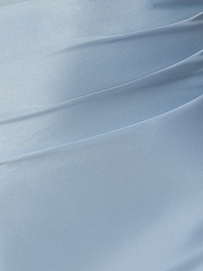 Sky Blue - Bodycon Satin Sweetheart Beaded Mini Party Dresses with Slit