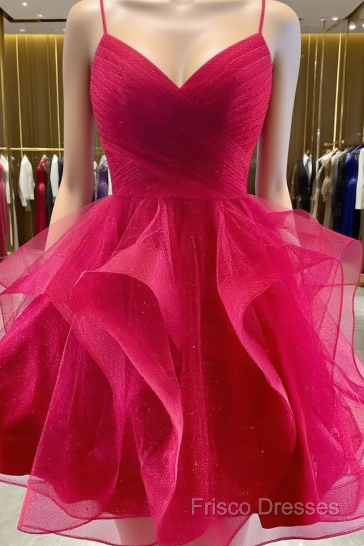 V Neck Short Burgundy Formal Prom Dress, Short Burgundy Formal Homecoming Graduation Dress