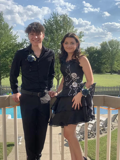 Vintage Black Chiffon Beaded Short Prom Dress Formal 8Th Grade Homecoming Dress