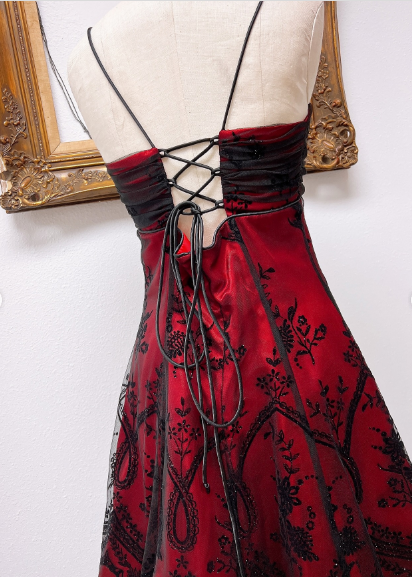 Vintage Black Tulle Lace Pink Satin A-Line Birthday Short Skirt Homecoming Dress