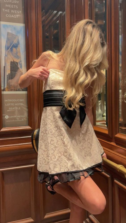 Vintage Light Champagne Strapless Short Homecoming Dress Mini Party Dress