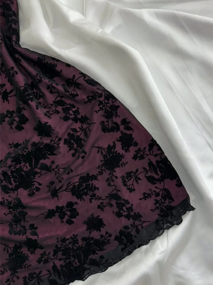 Vintage Purple Black Lace Strap Mini Homecoming Dress