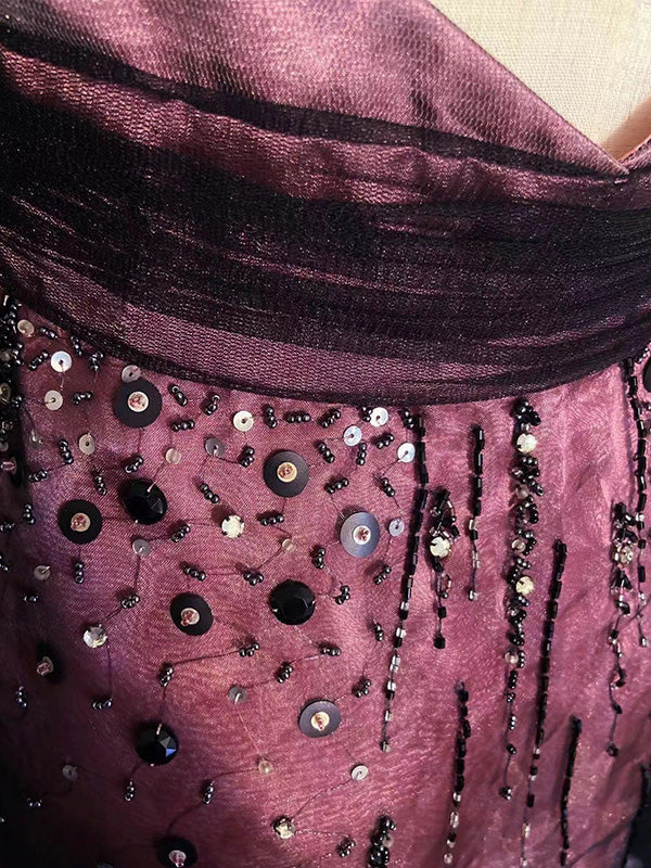 Vintage Tulle Beaded A Line Birthday Dress Spaghetti Straps Homecoming Dress Cocktail Dress