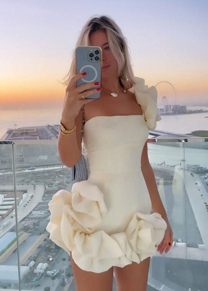 One Shoulder Bodycon Homecoming Dress With Ruffles