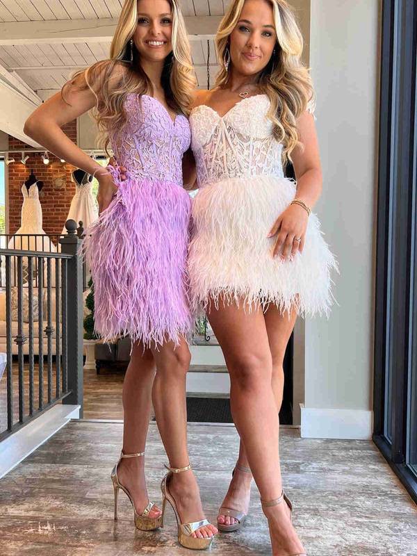 short prom dresses with feathers Portia and Scarlett Dramatic Feather Short Dress PS24023