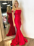 LTP0321,Red prom dress off the shoulder mermaid long evening dresses