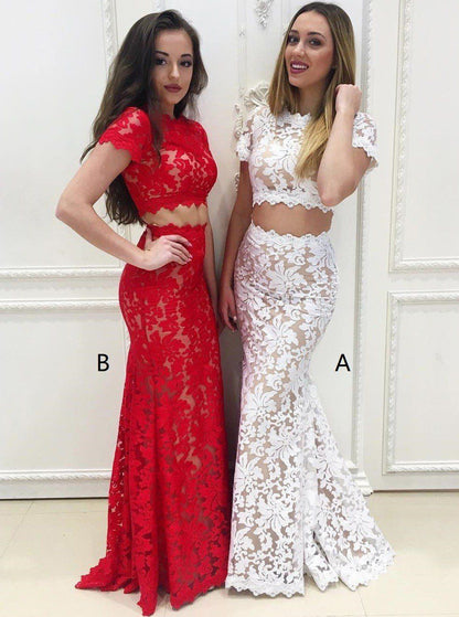 LTP0465,Lace Prom Dresses Mermaid Two Pieces Long Evening Party Dress