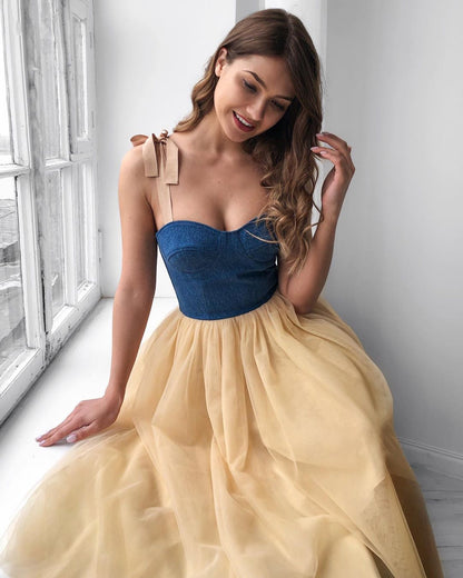 LTP1018,Charming sweetheart a-line tulle prom dresses tea length formal party dress