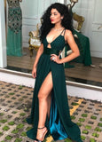 LTP0605,Dark Green Prom Dresses Sexy Prom Dress High Split Long Evening Dresses