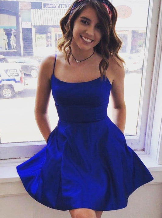 LTP1272,Super discount simple royal blue satin homecoming dresses