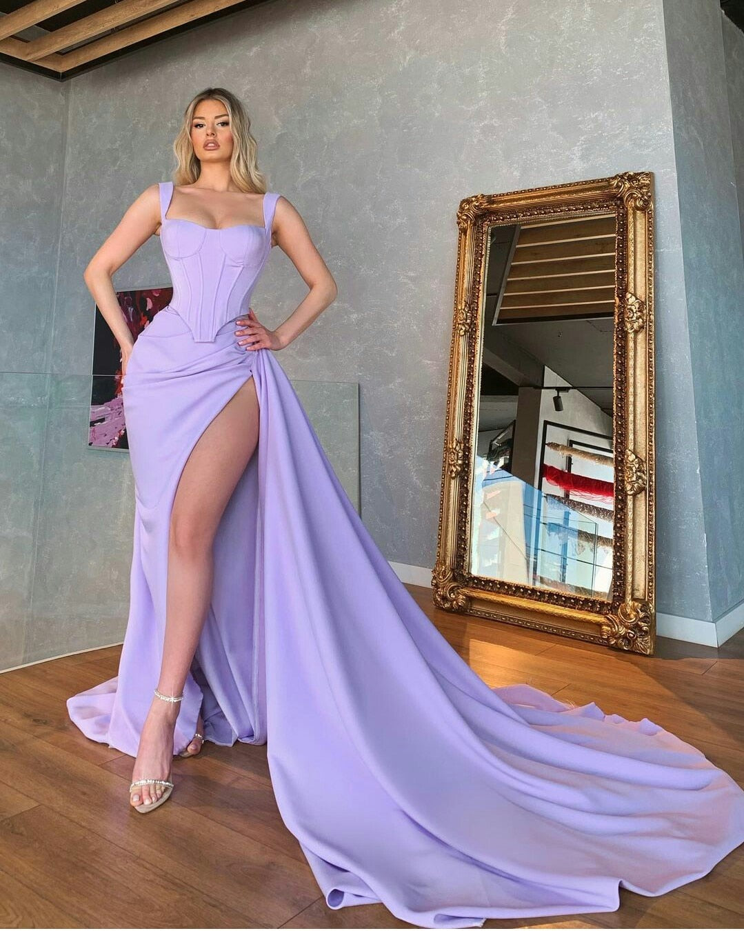 LTP0781,Unique Lilac Satin Mermaid Sexy Prom Dress Online Evening Formal Gown
