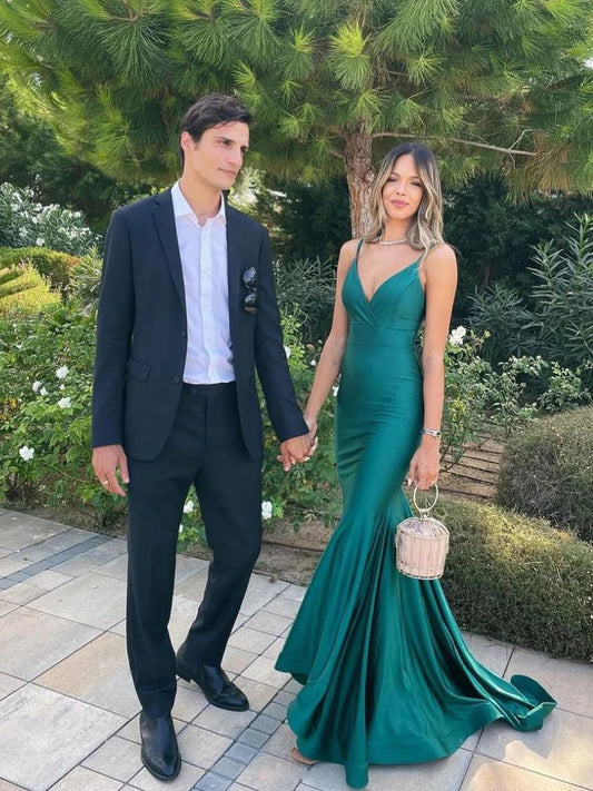 LTP1179,Mermaid Dark Green Long Prom Dresses,Satin Trumpet Evening Dress