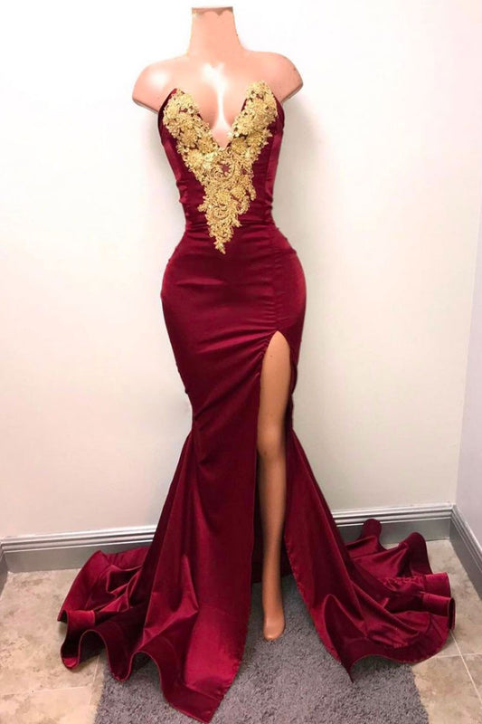 LTP0188,Sexy Prom Dress with Slit Burgundy Evening Dress Special Occasion Dress Dark Red Formal Dress Long Graduation School Party Gown