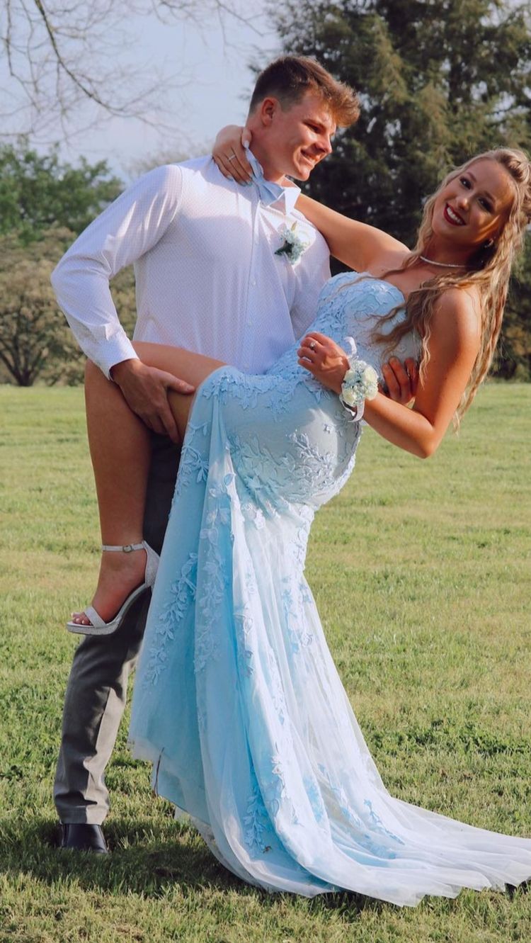 LTP0828,Princess Light Sky blue Formal Dress Lace Appliques Prom Dresses