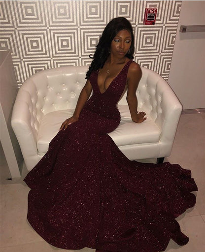 LTP1027,Sexy burgundy sequin v-neck prom dresses sexy evening dress long formal gown