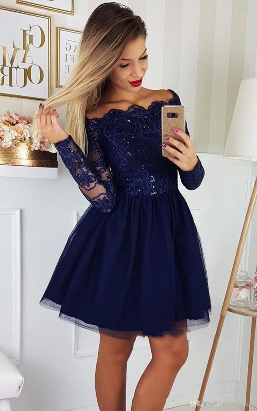 LTP0498,Blue Sequin Applique Homecoming Dress Tulle Mini Prom Dresses