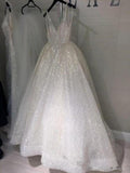 LTP0259,A Line V Neck Ivory Lace Wedding Dresses Ivory V Neck Lace Prom Formal Dresses