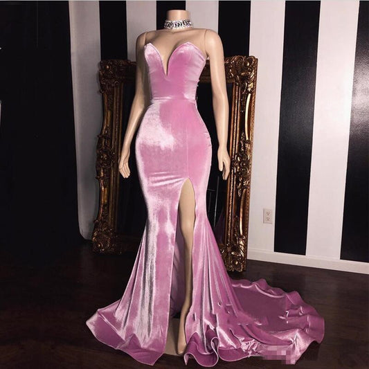 LTP0462,Pink Mermaid Long Prom Dresses Sleeveless Evening Party Gown