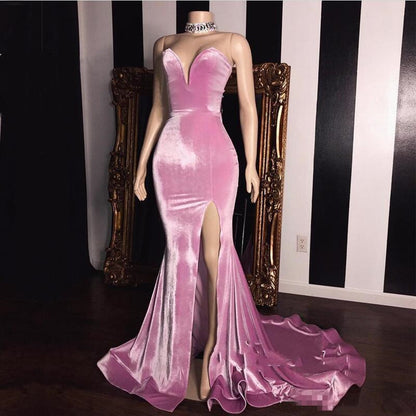 LTP0462,Pink Mermaid Long Prom Dresses Sleeveless Evening Party Gown