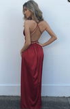 LTP1093,Sexy Deep V-neck Long Burgundy Prom Dress