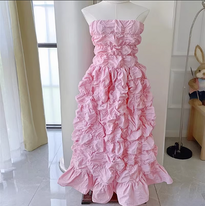 LTP1712,Unique Design Pink/Black Cake Prom Dresses, Strapless Tea Length Birthday Dress