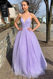 LTP0916,Lavender V-neck Sparkly Long Prom Dresses,Winter Formal Dresses