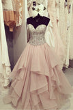 LTP0637,Sweetheart chiffon prom dress sweet 16 dress beaded lovely ball gown