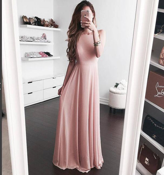 LTP0550,Pink Long Prom Dresses Satin Party Gown Pink Evening Dress