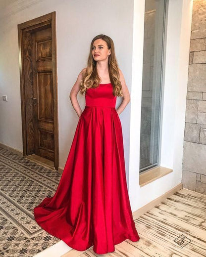 LTP0934,Red A-Line Prom Dresses,Red Evening Dresses