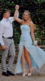 LTP0828,Princess Light Sky blue Formal Dress Lace Appliques Prom Dresses