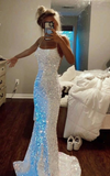LTP0790,Sparkly Mermaid Prom Dresses Sequin Long Criss-Cross Evening Dresses
