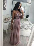 LTP0546,Pink Spaghetti Straps Long Prom Dresses Tulle Halter Mini Evening Gown