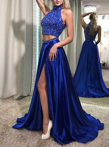 LTP0572,Royal Blue Long Prom Dresses Beaded Evening Dress
