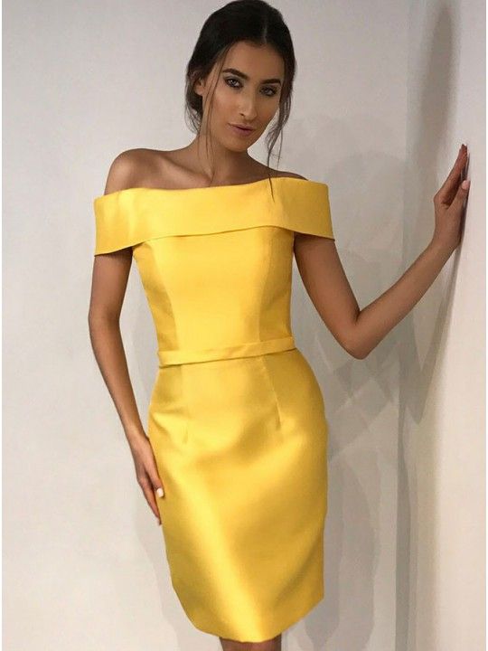 LTP0242,Sexy Sheath Off Shoulder Yellow Cheap Homecoming Dresses