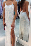 LTP0791,Sparkly Mermaid Sequin Ivory Prom Dresses,Long Formal Evening Dresses