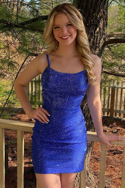 LTP1399,Royal Blue Sequined Homecoming Dresses