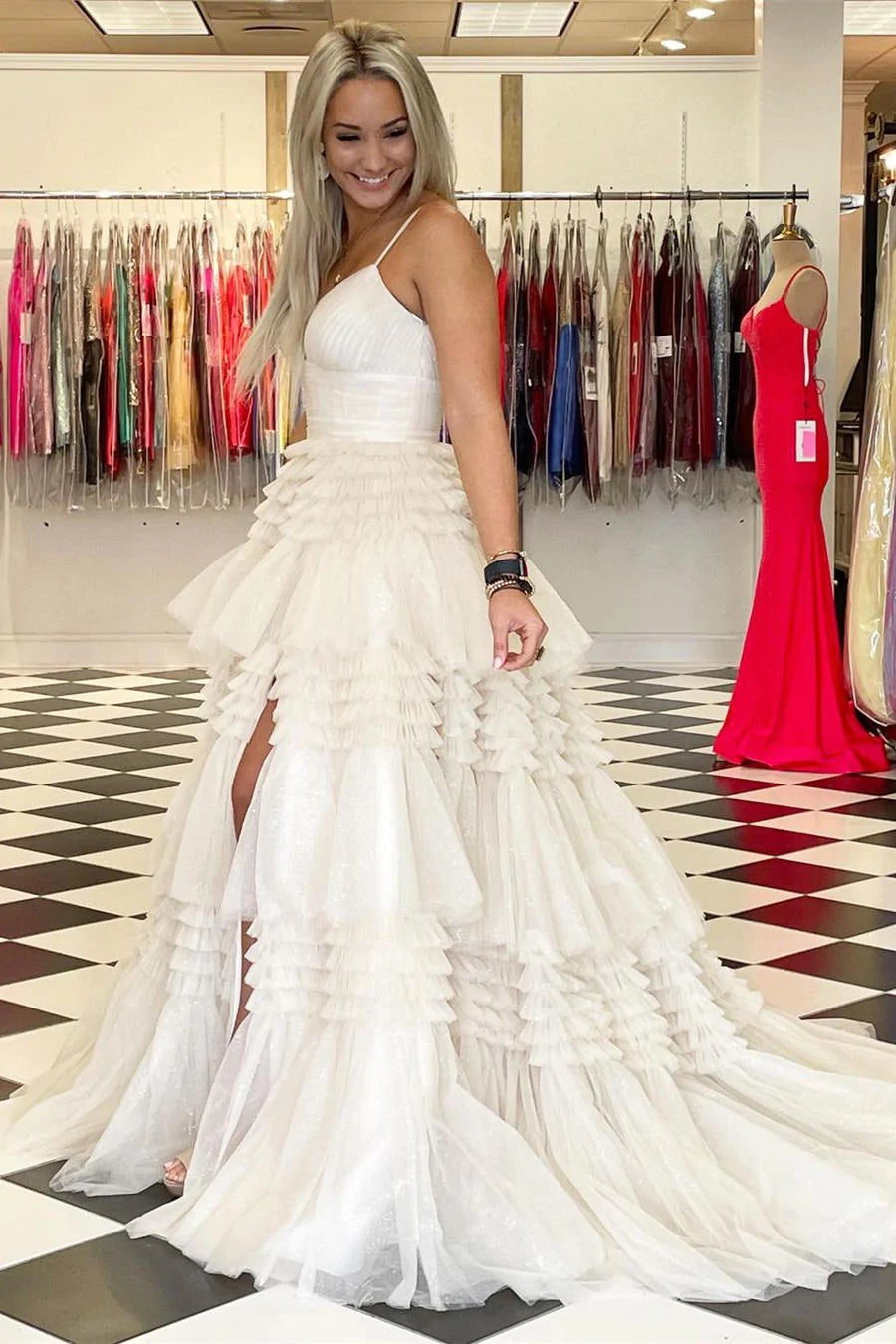LTP1612,Fabulous Off The White Tulle Layers Long Prom Evening Dresses