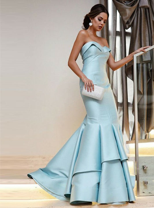 LTP0357,Off the shoulder mermaid prom dresses light blue party dress ruffles long prom dress