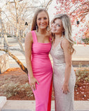 LTP0825,Pink Straps Prom Dresses,Sequin V neck Evening Dress Pretty Prom Dresses