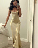 LTP1271, Super Shiny Cream Crystal Satin Long Prom Dresses High Quality Spaghetti Straps Mermaid Bridesmaid Dress