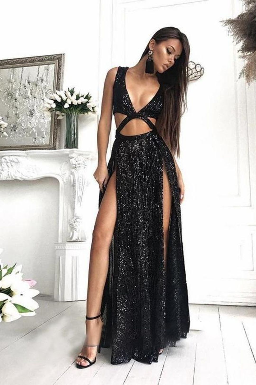 LTP1574,Sexy Black Sequin Long Formal Gown,Celebration Evening Prom Dresses