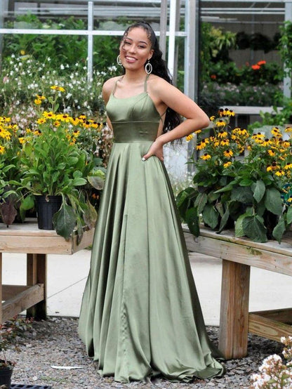 LTP0936,Simple green cross back prom dresses satin evening dress