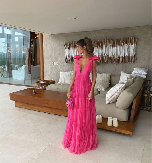 LTP1238,Hot Pink A-Line Prom Dresses,Long Evening Dresses,Teenager Graduation Dress