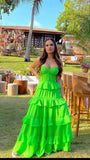 LTP1210,Sweetheart Green A-Line Prom Dresses,Floor Length Ruffles Evening Gown