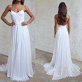 LTP1171,Boho White Beach Wedding Dresses,White Lace Chiffon Wedding Gown