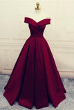 LTP0078,Burgundy prom dress,off the shoulder evening dress,formal gown long,dark red a line prom dresses
