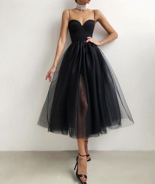 LTP0504,A-Line Spaghetti Straps Tulle Homecoming Prom Dresses