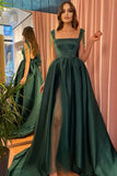 LTP1180,Square neck Long Evening Dress Side Slit Backless Formal Dress with Bow Tie